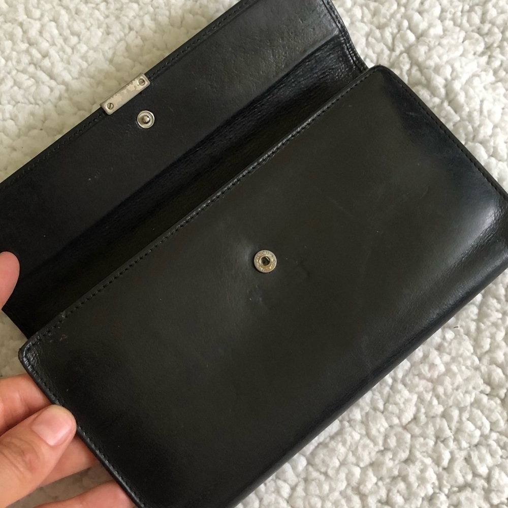 Coach Black Leather Long Wallet with Metal Logo - Picture 2 of 5